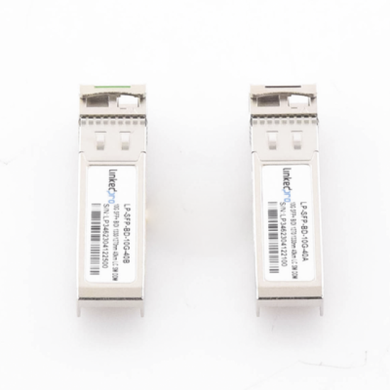 Transceptores Ópticos Bidireccionales SFP+ (Mini-Gbic) / Monomodo 1270 & 1330 nm / 10 Gbps / 1000BASE-BX / Conector LC/UPC Simplex / DDM / Hasta 40 km / 2 Piezas 