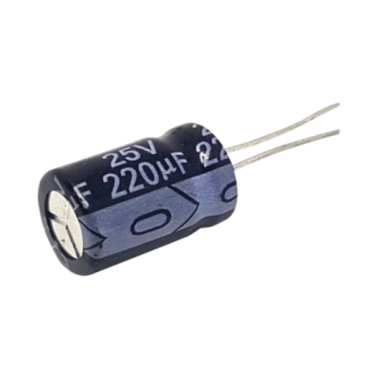  Capacitor Electrolítico Radial de Aluminio, 220 µFd, 25 Vcc, 105 °C, 8 x 11 mm.