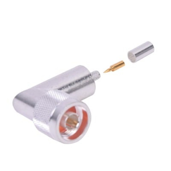 Conector N macho en A/R de anillo plegable para cable RG-58/U. Conector N macho en A/R de anillo plegable para cable RG-58/U.