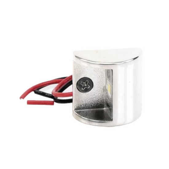 Luz led marina de cortesía serie Andros, emite luz de color blanco brillante de 45 lúmenes, para uso exterior e interior, fabricado bajo norma de protección IP67.
