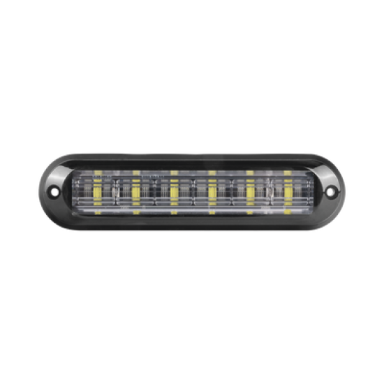 Luz Auxiliar Ultra Brillante  IP67 de 6 LEDs, Color Rojo/Claro, con mica transparente y bisel negro