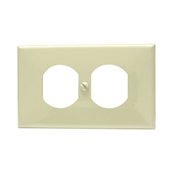 Placa de plástico para contacto dúplex color marfil.
