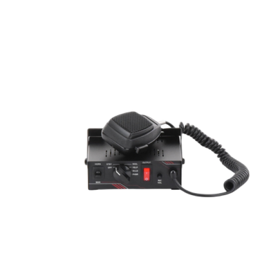 Sirena Vehicular de 100W de Potencia, Con Switch Giratorio de 6 posiciones y Micrófono Integrado de Uso Rudo