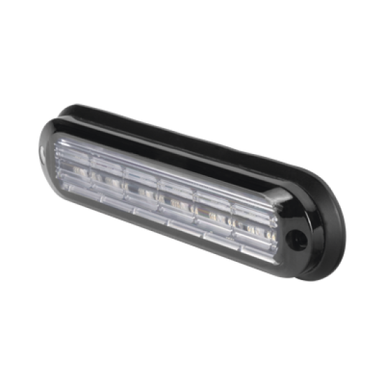 Luz Auxiliar Ultra Brillante  IP67 de 6 LEDs, Color Rojo, con mica transparente y bisel negro