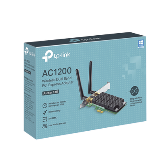 Adaptador  PCI inalámbrico doble banda AC 1200 Mbps / Antena de alta ganancia / Tecnología MU-MUMO 2X2 / Soporte de perfil bajo y Altura completa
