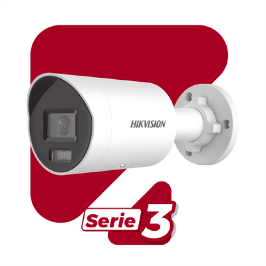 Bala IP 4 Megapixel / Lente 2.8 mm /  Dual Light (40 mts IR + 40 mts Luz Blanca) / Darkfighter S / Microfono Integrado /  Exterior IP67 / WDR 130 dB / 4 Analíticos: AcuSense, Deteccion Facial, Conteo de Personas por Cruce y Zona
