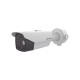 Bala IP Dual / Térmica 6.9 mm (256 x 192) / Óptico 6.4 mm (4 Megapixel) / 30 mts IR / Exterior IP67 / PoE / Termométrica / Detección de Temperatura / Sirena y Luz Intermitente Integrada / Micro SD