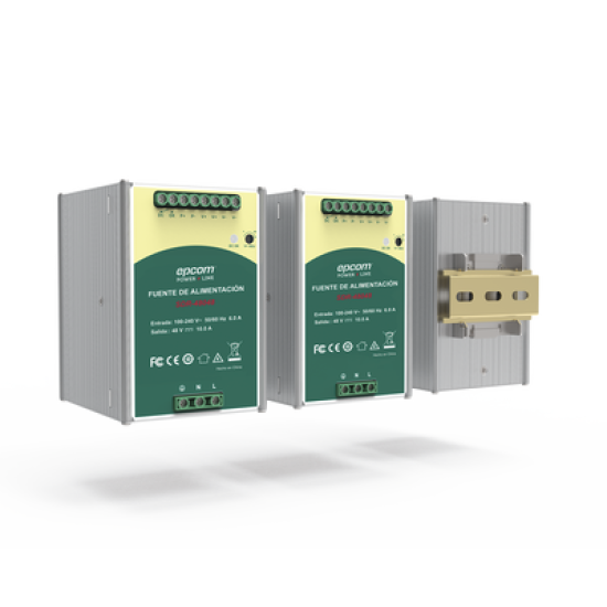 48 VCC @ 10 A / Fuente de alimentación / Función relay Vcc / Industrial / 480 W / Función de conexión paralelo 3,840 W ( 7 + 1 ) / din riel