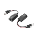 Kit de transceptores activos con conector para alimentación (12V/24Vcc/AC) TurboHD para aplicaciones de video por UTP Cat5e/6 en HD. Distancia de hasta 150 m en 4K 