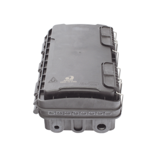 Caja de Distribución de Fibra Óptica para 24 Empalmes, con 8 acopladores SC/APC simplex, Exterior IP65, Color Negro