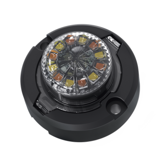 Estrobo Oculto de 12 LED, Brida negra, 12 Vcd, Rojo/Azul, Lente transparente