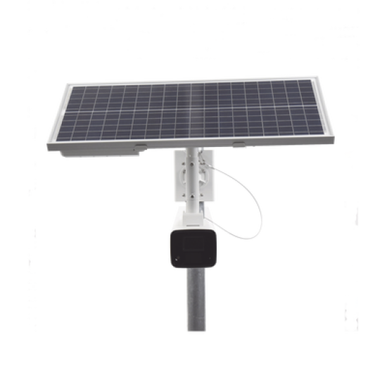 Kit Solar IP All in One / Cámara Bala ColorVu 4 Megapixel / Lente 4 mm / Panel Solar / Batería de Respaldo de Litio 23.2Ah (Hasta 24 Días) / Conexión 4G / Accesorios de Instalación