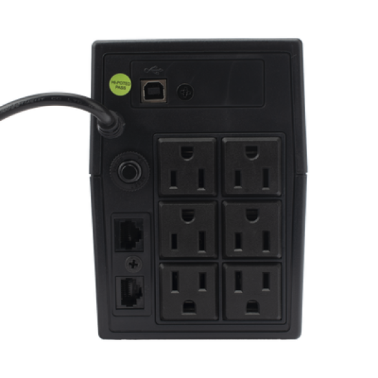 UPS 600VA/360 W Pantalla LCD / Línea Interactiva 120Vca / 6 tomas 5-15R (4 Respaldadas) / Regulación de Voltaje / Protección RJ45