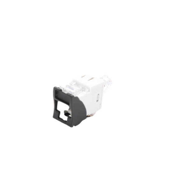 Jack UltraMAX Cat5e, UTP, Montaje híbrido en Placa de Pared (Plano y Angulado), Color Negro, Punch Down