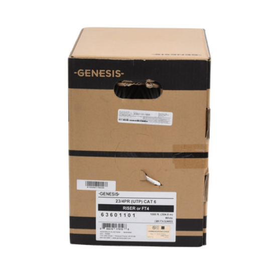 Bobina de Cable de 305 Metros UTP Cat6 Riser / Color Blanco / UL, CMR, Probado a 350 Mhz / Para Aplicaciones de CCTV, Redes de datos, IP megapixel, Control RS485