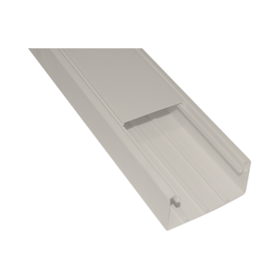 Canaleta con tapa en color Marfil de PVC auto extinguible 100 x 52 x 2500mm (5501-04250)