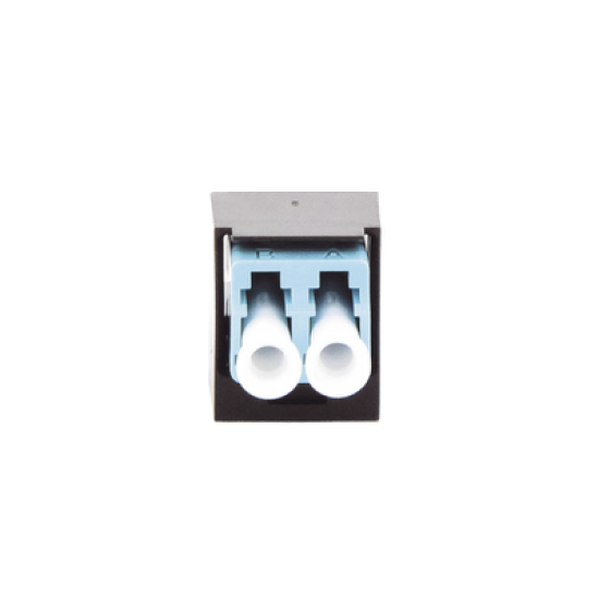 Módulo Acoplador LC Duplex, para Fibra Óptica Multimodo OM3/OM4, Tipo Mini-Com, Color Aqua