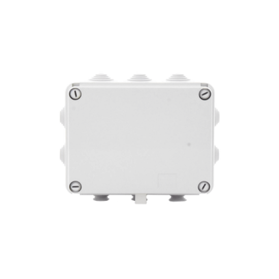 Caja de derivación de PVC Auto-extinguible con 10 entradas, tapa atornillada, 190 x 140 x 70 MM, Para Exterior (IP55)