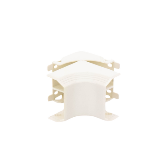 Esquinero interior, para uso con canaleta T45, Material PVC Rígido, Color Blanco Mate