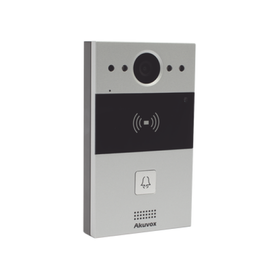 Videoportero de 1 Botón / Lector de Tarjetas MIFARE y PROX EM / Notificación a APP / 100% en la Nube / Notificación por Llamada Telefónica / SIP / ONVIF / IP65 / Cámara 2MP / Panel de Aluminio / Control de 2 Puertas