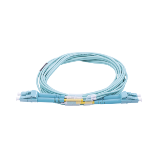 Jumper de Fibra Óptica Multimodo OM3 50/125 LC-LC OFNR (Riser), 2.0 mm, Dúplex, Aqua, 3 metros