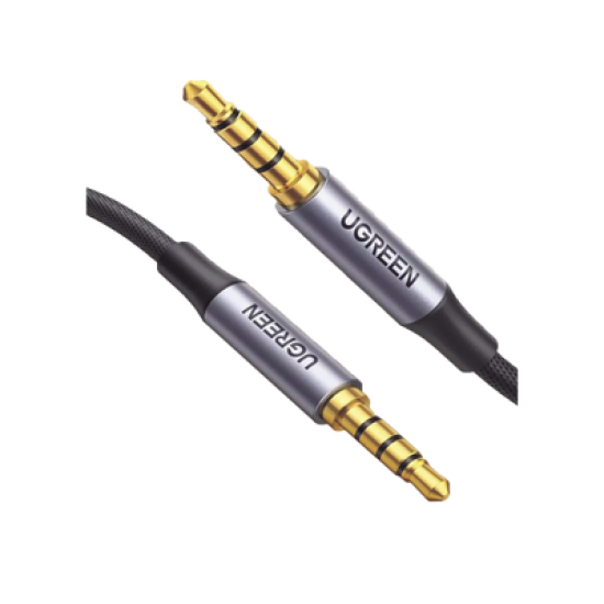 Cable Auxiliar de 3.5mm / Cable Audio Estéreo / Núcleo de Alambre de Cobre Esmaltado / Carcasa de Aluminio Azul + Nylon Trenzado /  Soporta Micrófono / 2 Metros
