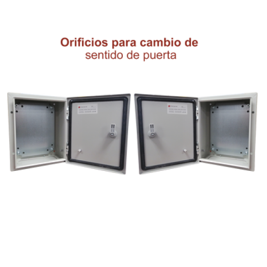 Gabinete de Acero IP66 Uso en Intemperie (300 x 400 x 200 mm) con Placa Trasera Interior de Metal y Compuerta Inferior Atornillable (Incluye Chapa y Llave T).