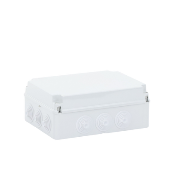 Caja de derivación de PVC Auto-extinguible con 12 entradas, tapa atornillada, 300x220x120 MM, Para Exterior (IP55)