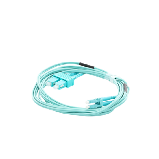 Jumper de Fibra Óptica Multimodo OM3 50/125 LC-SC OFNR (Riser), 2.0 mm, Dúplex, Aqua, 3 metros