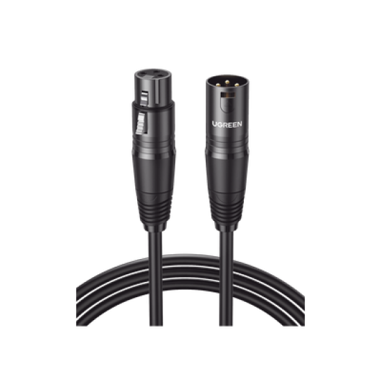 Cable para Micrófono XLR Tipo Canon Macho a Hembra / 10 Metros / Plug & Play / Antiinterferencias / Triple Blindaje / Alta Calidad / Color Negro
