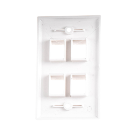 Placa de pared de 4 puertos, Keystone, Color Blanco 