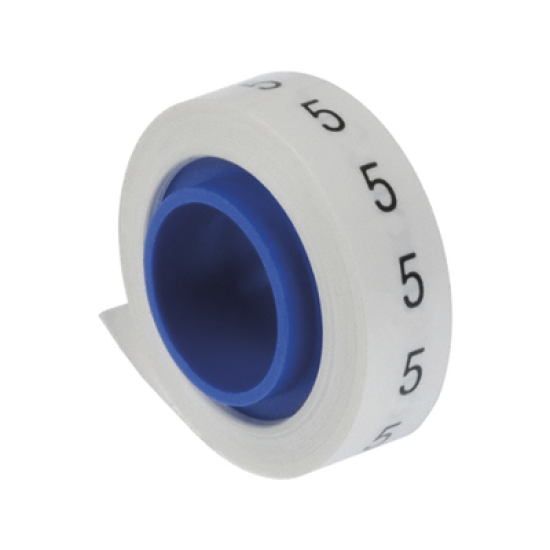 Rollo de Etiquetas Marcadoras, Pre-Impresos con el Número 5, de 2.4 metros, Color Blanco