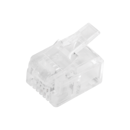 Bote con 100 piezas de plug modular tipo RJ11 de 4 contactos chapado de oro a 50 micras