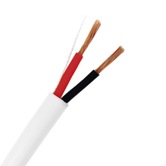 Bobina de 152 Metros / 12AWG 2 Conductores / Cable Profesional de ALTA FIDELIDAD 100% Cobre / Libre de Oxígeno / Interior / Color Blanco / Para Aplicaciones de Audio, Control de Acceso y Automatización 