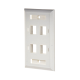 Placa de pared de 4 puertos, Keystone, con espacio para etiqueta, Color blanco