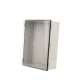 Gabinete Plástico ABS, Puerta Transparente, Uso en Intemperie (350 x 460 x 160 mm) Cierre por Broches Inoxidables y Permite Cerrado con Candado y Llave (Perno 5mm) No Incluido