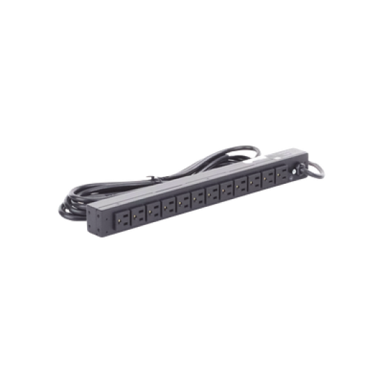 PDU Básico Para Distribución de Energía, Con 12 Tomas NEMA 5-15R Traseras, 1UR, 15 Amp, 120 Vca