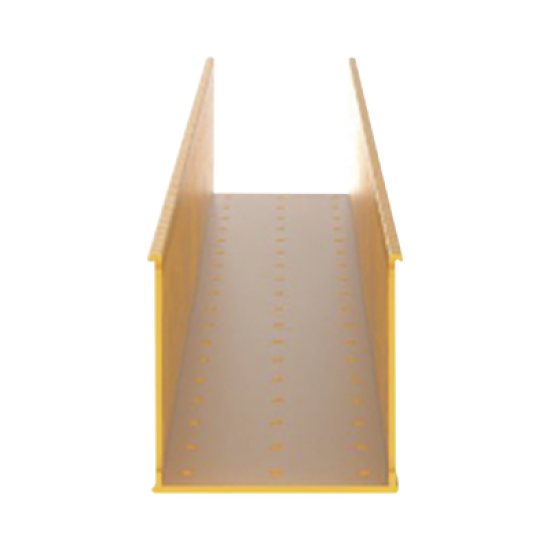 Canaleta Ranurada de PVC sin Tapa, Fiber-Duct™, 4 in de Ancho, 4 in de Alto y 1828.8 mm de Largo, Color Amarillo