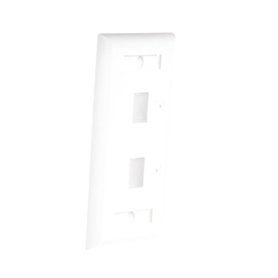 Placa de pared de 2 puertos, Keystone, con espacio para etiqueta, Color Blanco