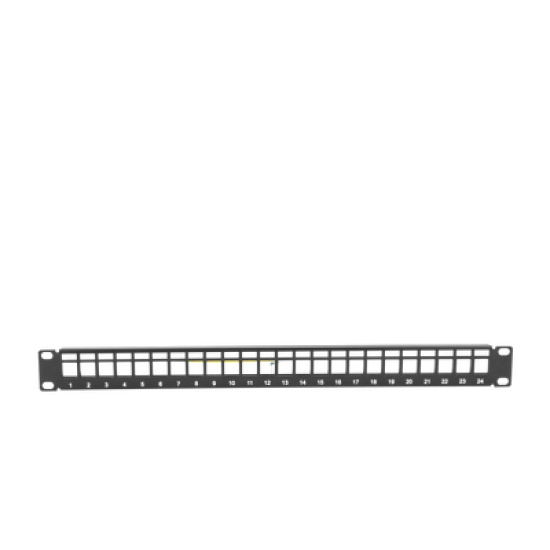Patch panel modular Blindado (STP) de 24 puertos, con barra para organizar cable 