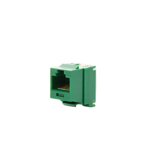 Conector Jack Estilo 110 (de Impacto), Tipo Keystone, Categoría 6, de 8 posiciones y 8 cables, Color Verde