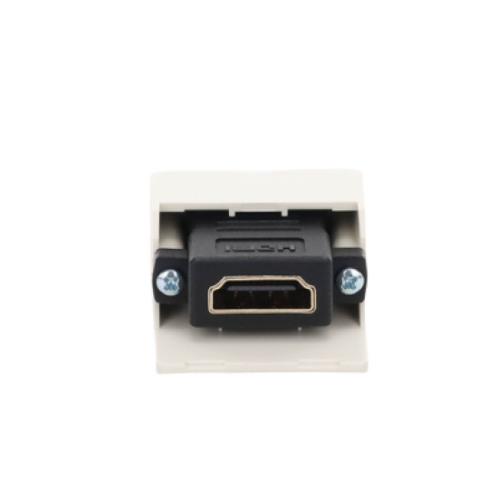 Módulo Acoplador HDMI 2.0, Hembra a Hembra Tipo-A, Categoría 2, Uso en 2 Puertos Mini-Com, Color Blanco Mate