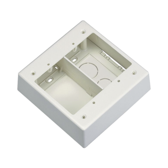 Caja de Pared Superficial Doble, Con Divisor, Uso Universal con Placas de Pared, Color Blanco Mate