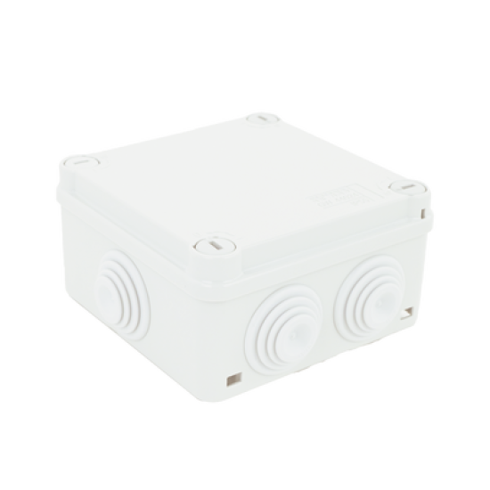 Caja de derivación de PVC Auto-extinguible con 6 entradas, tapa y tornillo de media vuelta de 1/4