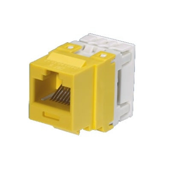 Conector Jack Estilo 110 (de Impacto), Tipo Keystone, Categoría 6, de 8 posiciones y 8 cables, Color Amarillo Conector Jack Estilo 110 (de Impacto), Tipo Keystone, Categoría 6, de 8 posiciones y 8 cables, Color Amarillo