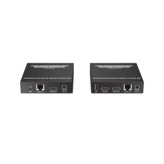 Kit Extensor KVM (HDMI y USB) hasta 120 metros | Transmite el Video y Controla tu DVR vía USB a distancia | Soporta resolución 4K @60Hz | Cat 6, 6a y 7 | Salida Loop en el Tx para visualización local  