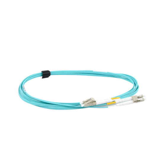 Jumper de Fibra Óptica Multimodo 50/125 XGLO OM4, LC-LC Duplex, OFNR, Color Aqua, 3 Metros