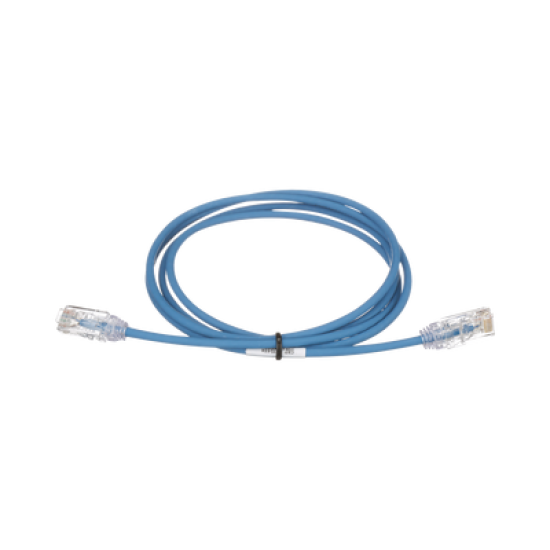 Cable de Parcheo TX6, UTP Cat6, Diámetro Reducido (28AWG), Color Azul, 2ft 