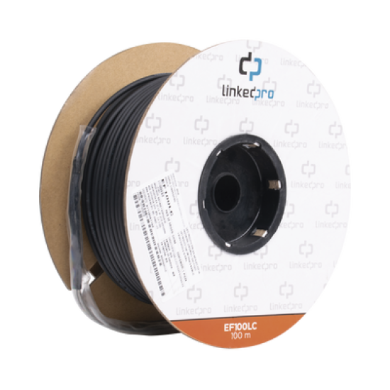 Carrete de Fibra Óptica Monomodo con Conectores LC-LC Duplex, Reforzada con Kevlar, de 100 metros, Para instalaciones subterráneas por tubería