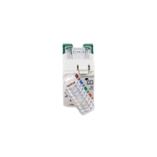 Jack UltraMAX Cat5e, UTP, Montaje híbrido en Placa de Pared (Plano y Angulado), Color Verde, Punch Down